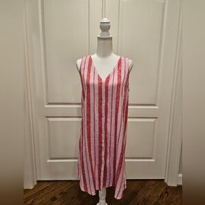 Gap red and pink striped V-Neck dress